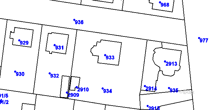 Parcela st. 933 v KÚ Sokolov, Katastrální mapa