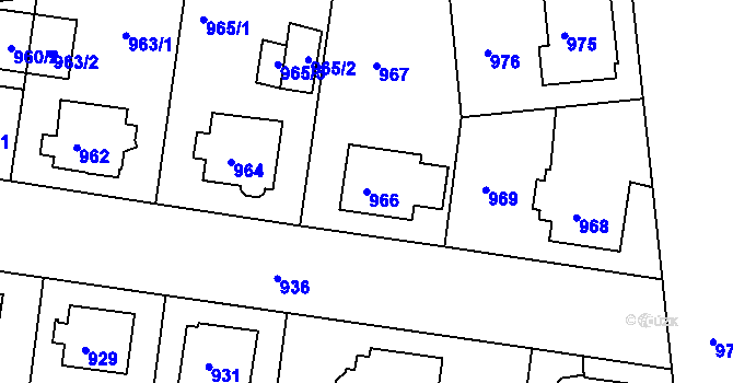 Parcela st. 966 v KÚ Sokolov, Katastrální mapa