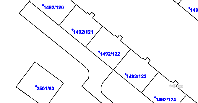 Parcela st. 1492/122 v KÚ Sokolov, Katastrální mapa