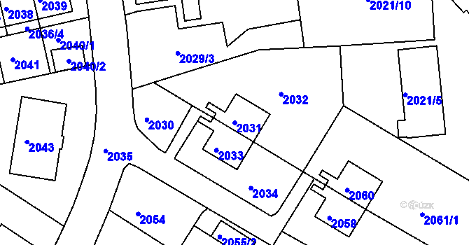 Parcela st. 2031 v KÚ Sokolov, Katastrální mapa