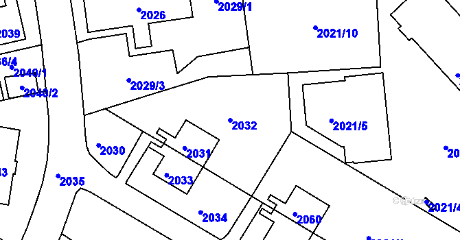 Parcela st. 2032 v KÚ Sokolov, Katastrální mapa