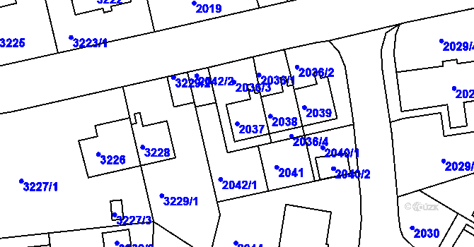 Parcela st. 2037 v KÚ Sokolov, Katastrální mapa