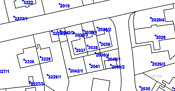 Parcela st. 2038 v KÚ Sokolov, Katastrální mapa