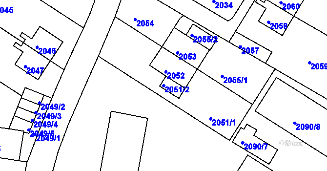 Parcela st. 2051/2 v KÚ Sokolov, Katastrální mapa