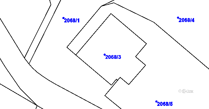 Parcela st. 2068/3 v KÚ Sokolov, Katastrální mapa