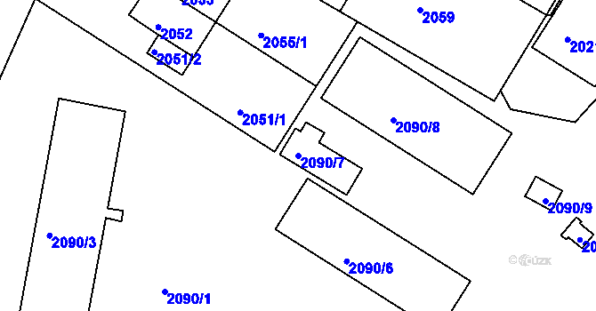 Parcela st. 2090/7 v KÚ Sokolov, Katastrální mapa