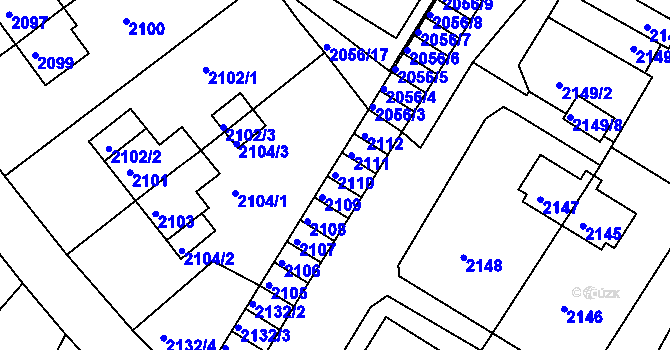 Parcela st. 2110 v KÚ Sokolov, Katastrální mapa