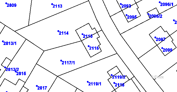 Parcela st. 2116 v KÚ Sokolov, Katastrální mapa