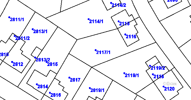 Parcela st. 2117/1 v KÚ Sokolov, Katastrální mapa