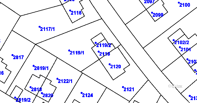 Parcela st. 2118 v KÚ Sokolov, Katastrální mapa