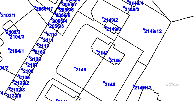 Parcela st. 2147 v KÚ Sokolov, Katastrální mapa