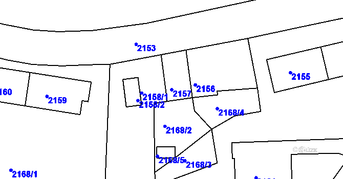Parcela st. 2157 v KÚ Sokolov, Katastrální mapa