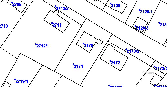 Parcela st. 2170 v KÚ Sokolov, Katastrální mapa