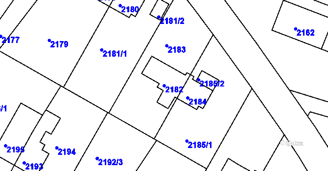 Parcela st. 2182 v KÚ Sokolov, Katastrální mapa