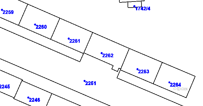 Parcela st. 2262 v KÚ Sokolov, Katastrální mapa