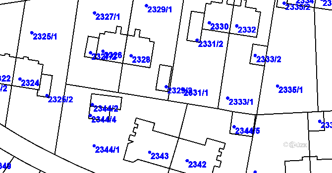 Parcela st. 2329/2 v KÚ Sokolov, Katastrální mapa