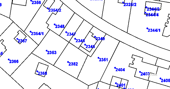 Parcela st. 2345 v KÚ Sokolov, Katastrální mapa