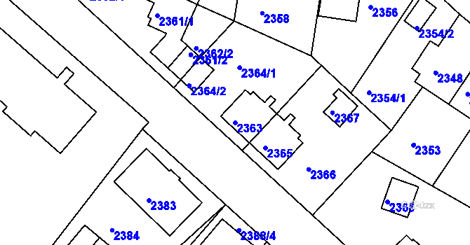 Parcela st. 2363 v KÚ Sokolov, Katastrální mapa