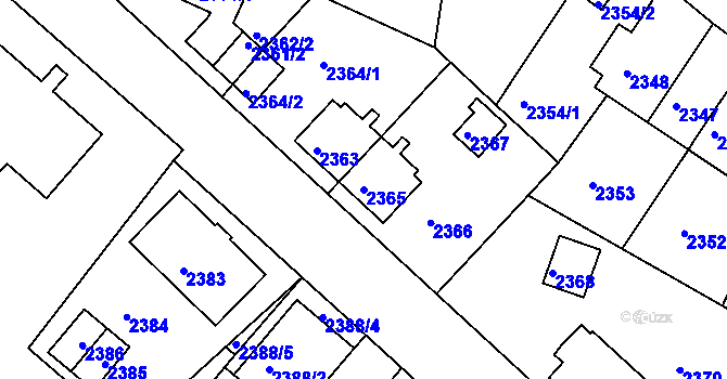 Parcela st. 2365 v KÚ Sokolov, Katastrální mapa