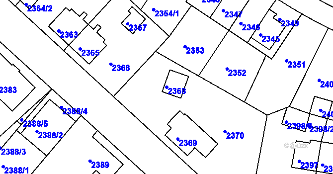 Parcela st. 2368 v KÚ Sokolov, Katastrální mapa