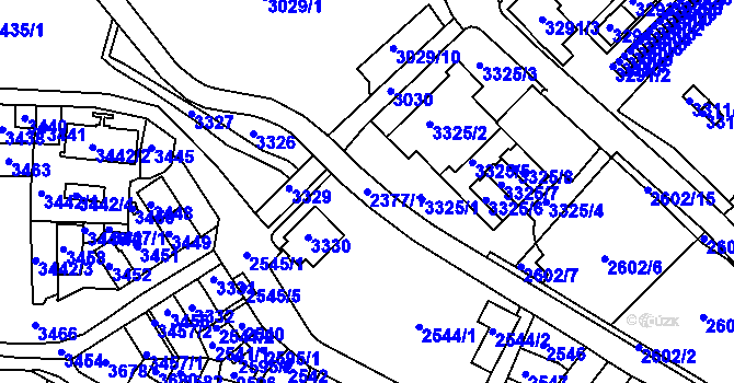 Parcela st. 2377/1 v KÚ Sokolov, Katastrální mapa