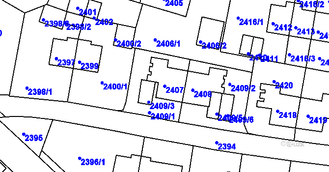 Parcela st. 2407 v KÚ Sokolov, Katastrální mapa
