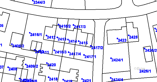 Parcela st. 2415 v KÚ Sokolov, Katastrální mapa