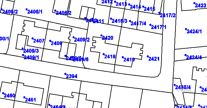 Parcela st. 2418 v KÚ Sokolov, Katastrální mapa