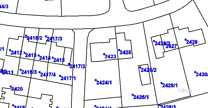 Parcela st. 2423 v KÚ Sokolov, Katastrální mapa