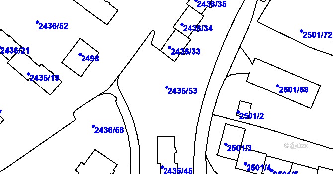 Parcela st. 2436/53 v KÚ Sokolov, Katastrální mapa