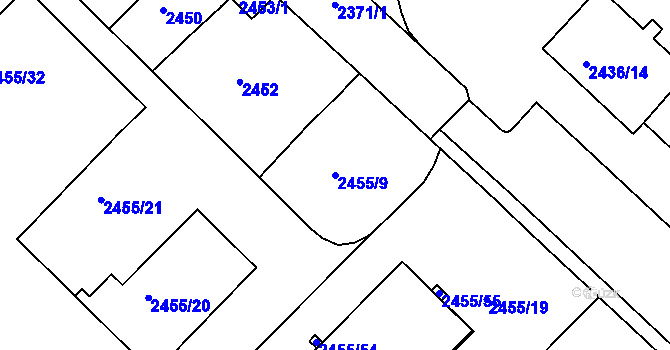 Parcela st. 2455/9 v KÚ Sokolov, Katastrální mapa