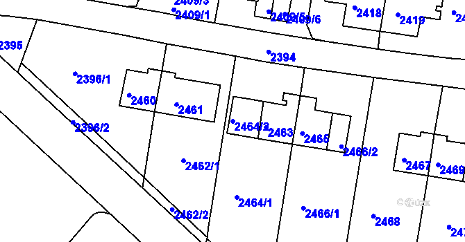 Parcela st. 2464/2 v KÚ Sokolov, Katastrální mapa