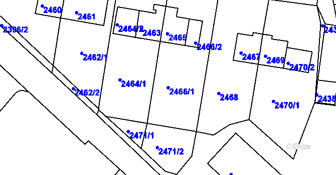 Parcela st. 2466/1 v KÚ Sokolov, Katastrální mapa