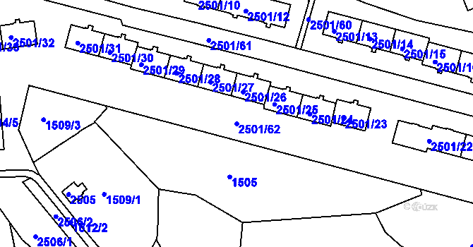 Parcela st. 2501/62 v KÚ Sokolov, Katastrální mapa