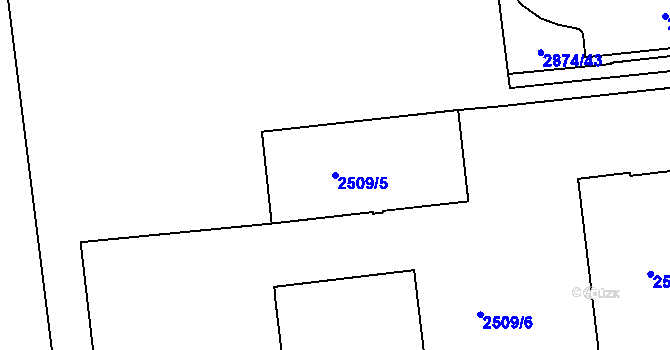 Parcela st. 2509/5 v KÚ Sokolov, Katastrální mapa