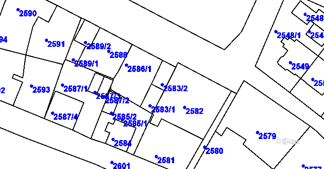 Parcela st. 2583/2 v KÚ Sokolov, Katastrální mapa