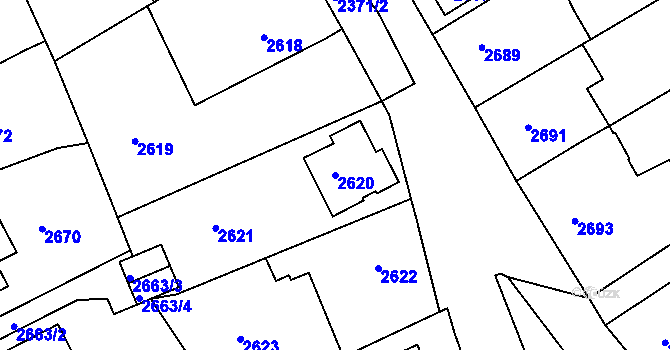 Parcela st. 2620 v KÚ Sokolov, Katastrální mapa