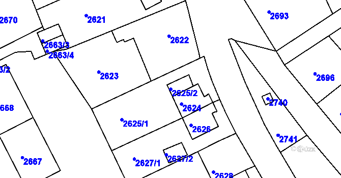 Parcela st. 2625/2 v KÚ Sokolov, Katastrální mapa