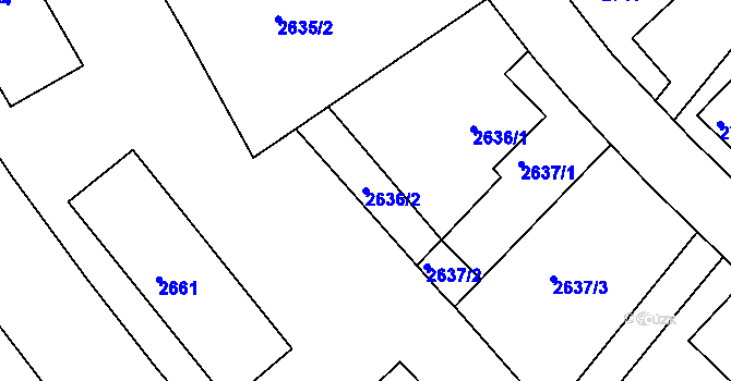 Parcela st. 2636/2 v KÚ Sokolov, Katastrální mapa