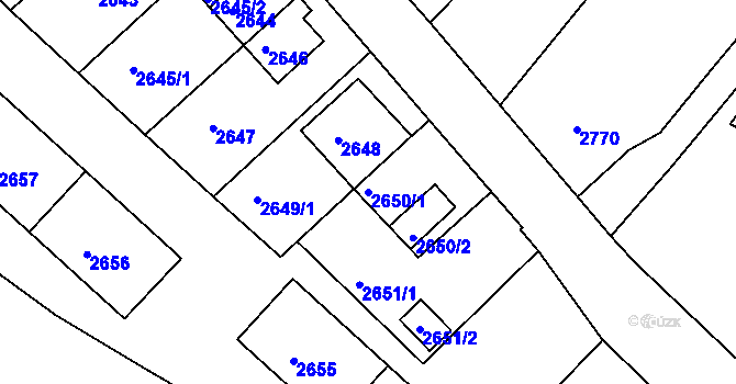 Parcela st. 2650/1 v KÚ Sokolov, Katastrální mapa