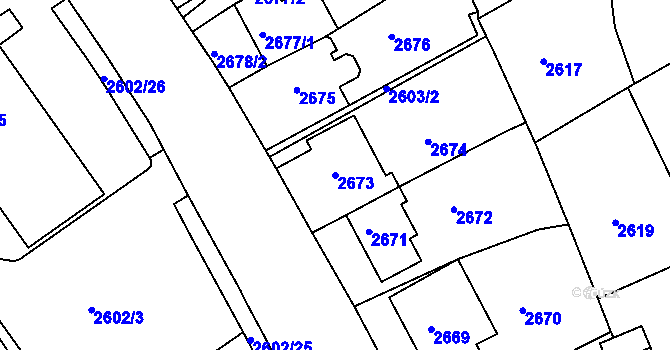 Parcela st. 2673 v KÚ Sokolov, Katastrální mapa