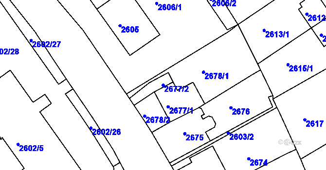 Parcela st. 2677/2 v KÚ Sokolov, Katastrální mapa