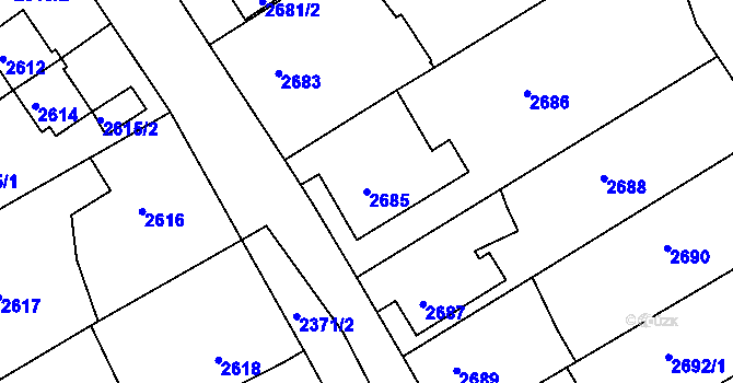 Parcela st. 2685 v KÚ Sokolov, Katastrální mapa