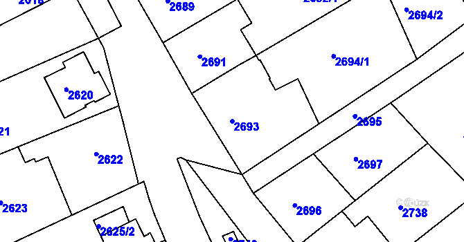 Parcela st. 2693 v KÚ Sokolov, Katastrální mapa