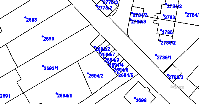 Parcela st. 2694/7 v KÚ Sokolov, Katastrální mapa