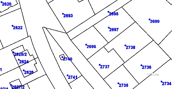 Parcela st. 2696 v KÚ Sokolov, Katastrální mapa