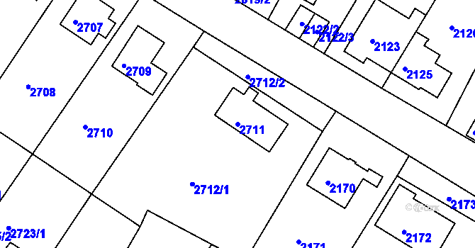 Parcela st. 2711 v KÚ Sokolov, Katastrální mapa