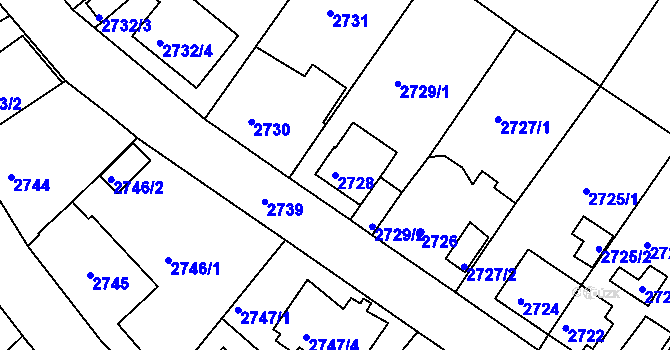 Parcela st. 2728 v KÚ Sokolov, Katastrální mapa