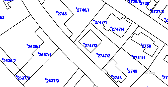 Parcela st. 2747/3 v KÚ Sokolov, Katastrální mapa