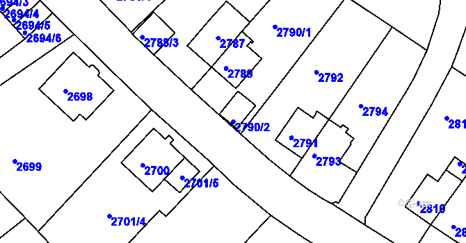 Parcela st. 2790/2 v KÚ Sokolov, Katastrální mapa